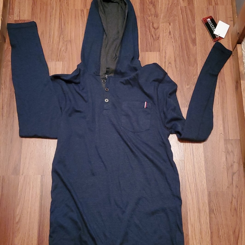 NWT Men's henley hooded shirt